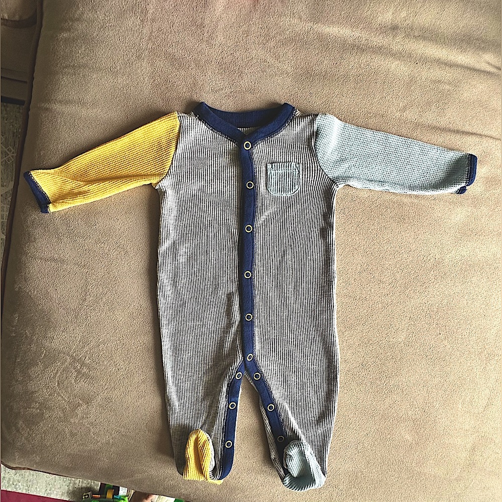 Baby Striped Snap-Up Thermal Sleep & Play Pajamas 6M